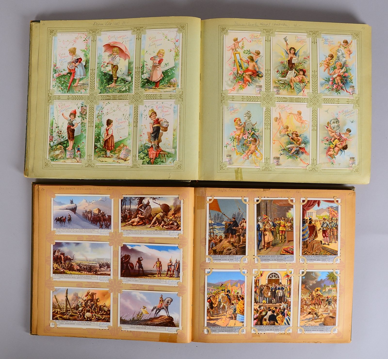 Liebig-Sammelbilder (um 1900), farbig lithogr./versch. Themen - über 700/2x Alben