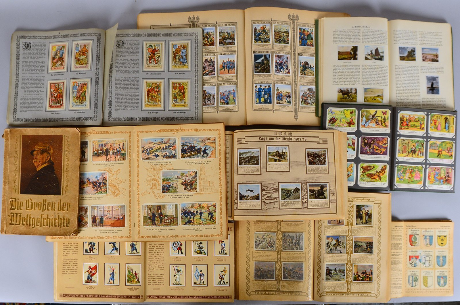 Antiquarische Sammelbilder (um 1900), farbig lithogr./versch. Themen - 10x Alben