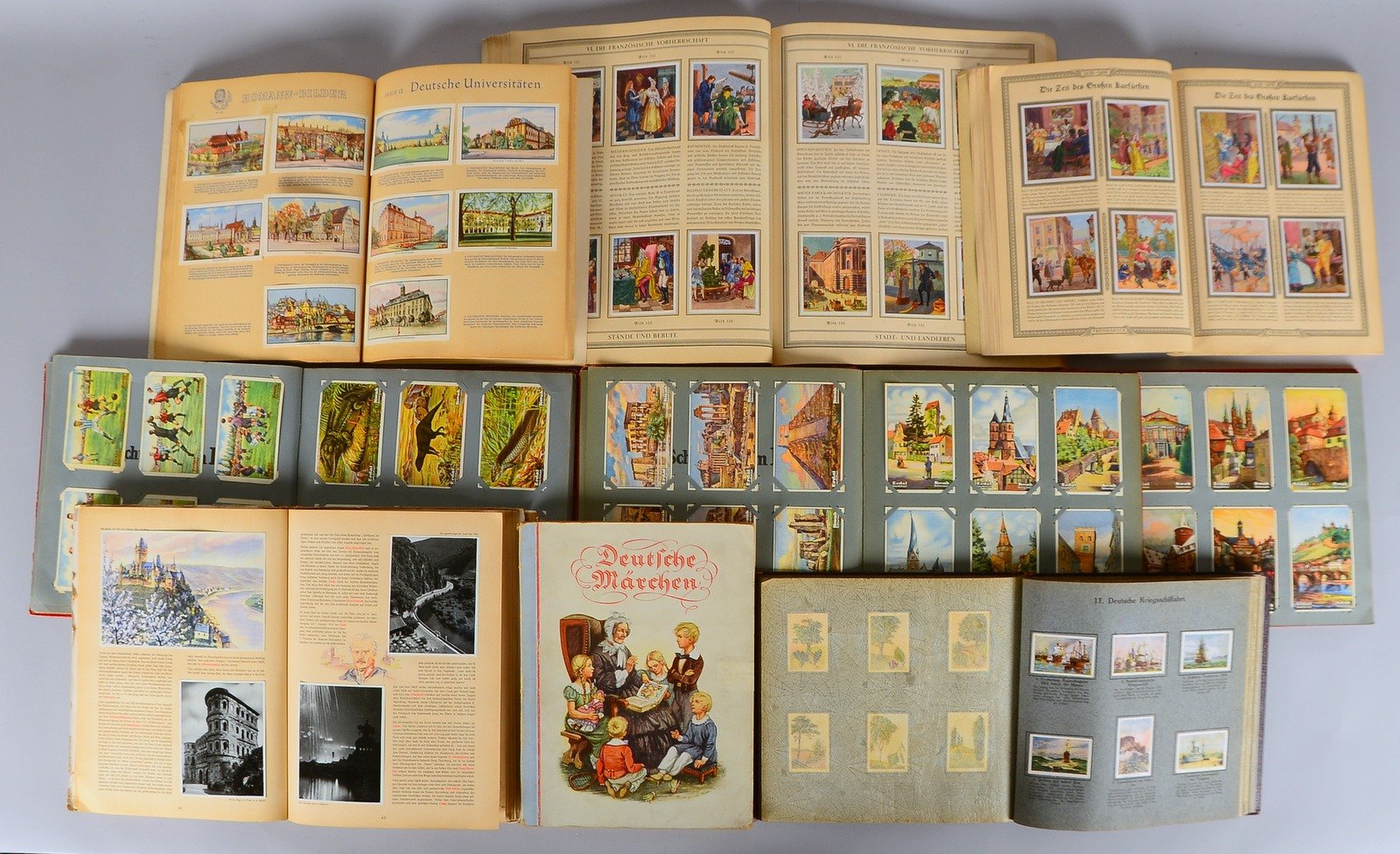 Antiquarische Sammelbilder (um 1900), farbig lithogr./versch. Themen - 10x Alben