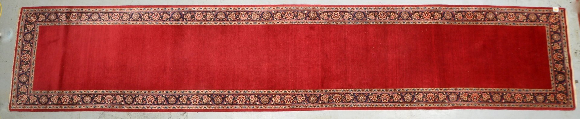 Keshan-Orientgalerie, mittelfeine bis feine Kn., rotes Innenfeld, sign., Flor in gutem Zust.