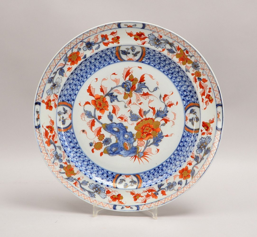 Herend/Moritz Fischer, gr. Teller, blaue Bemalung, monogr. 'MF', unterseitig gemarkt; Ø 43 cm