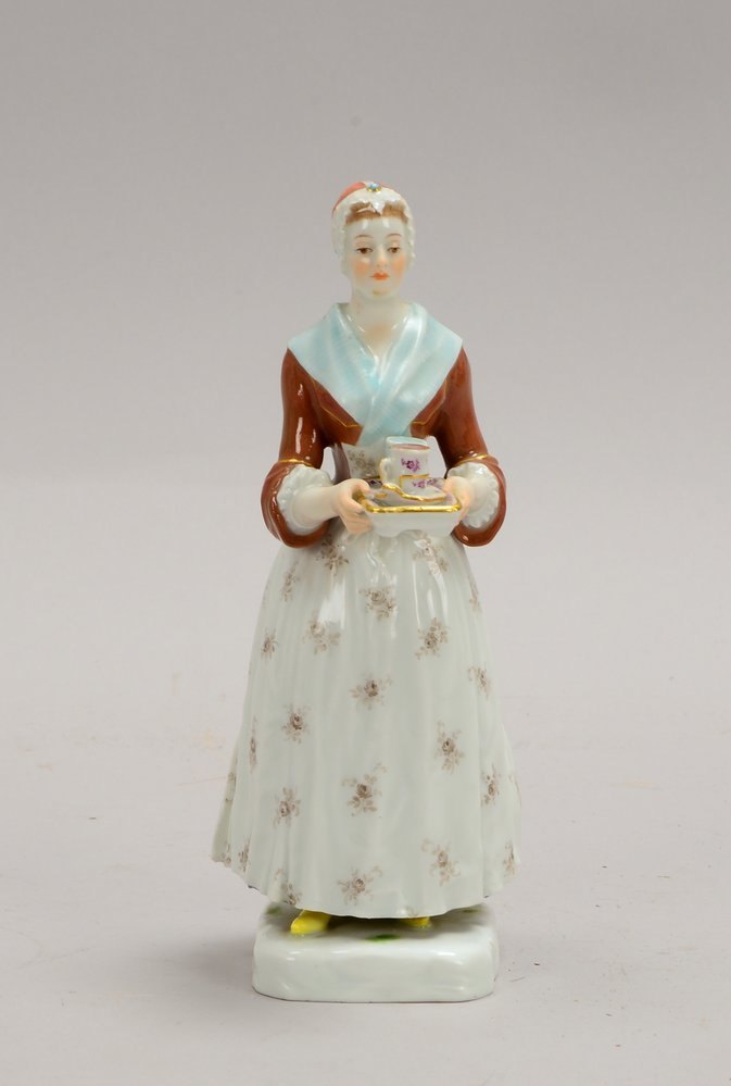 Meissen-Figur, 'Das Schokoladenmädchen', Mod. 'T5', farb. staff., Entw. J.-E. Liotard