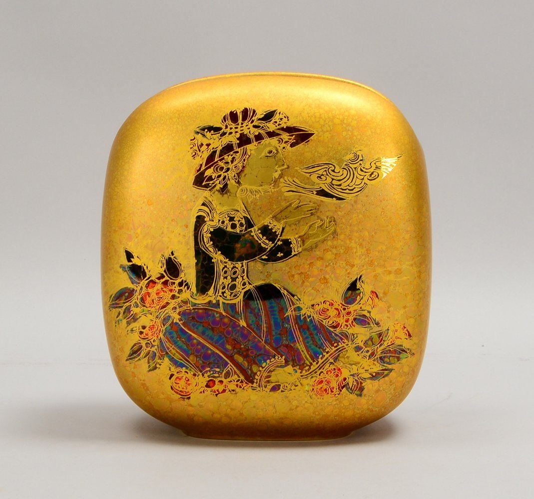 Rosenthal, Porz.-Vase, polychr. Lüstermalerei, Entw. Björn Wiinblad, unters. gemarkt