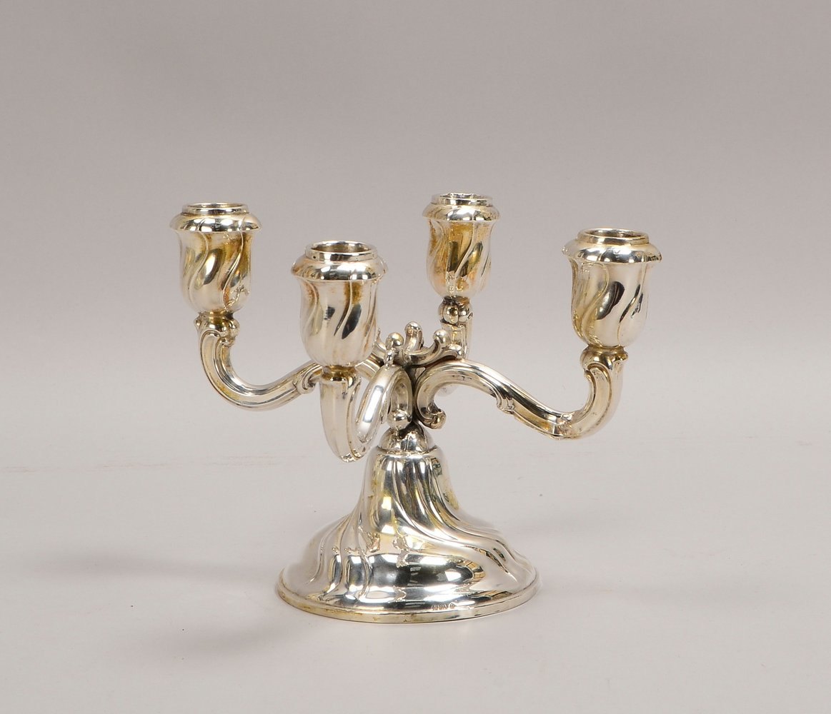 Tischkerzenleuchter, 800 Silber, 4-flammig - Stand gefüllt!; Höhe 16,5 cm, Gew. 660 g