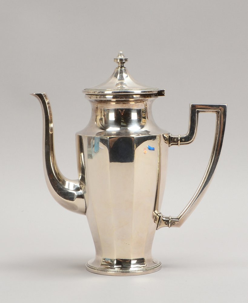 WMF (Straußenmarke, um 1910/1920), Kaffeekanne, 1/100 Versilberung; Höhe 26 cm