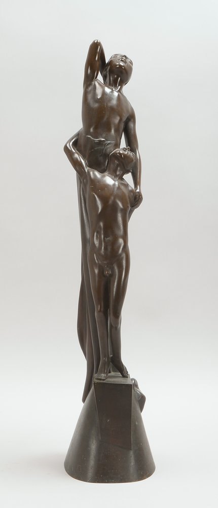Monogrammist JTM (um 1920), gr. Bronze, 'Leidensgruppe', braune Patina, im Stand monogr.