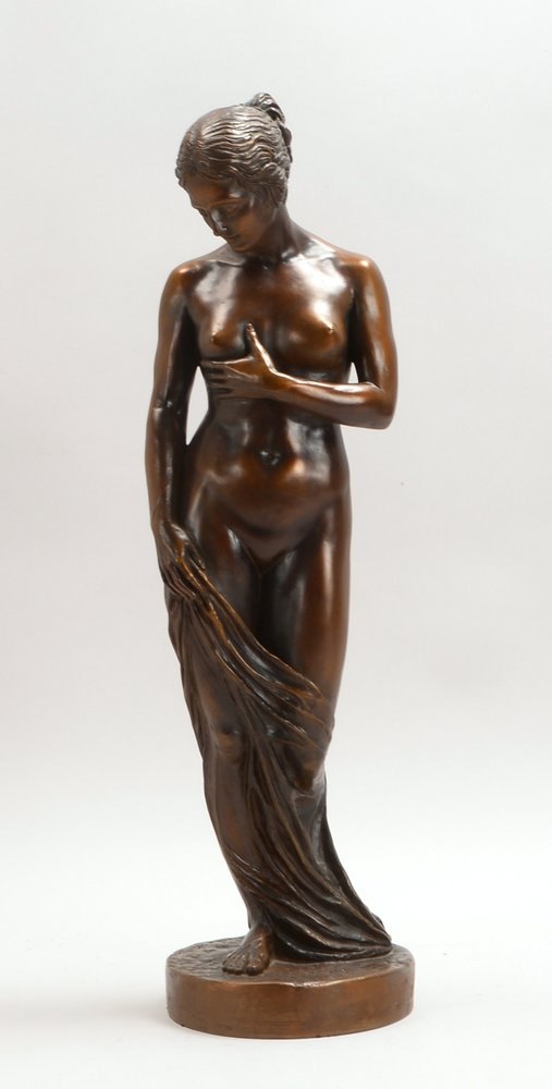 Skulptur, 'Badende', Kunstmasse bronziert, (unleserlich) sign./dat. '1987'; Höhe 64 cm