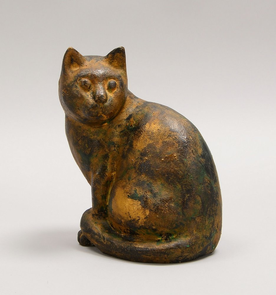 Künstler-Keramikfigur, 'Katze', bronziert, unsigniert; Höhe 22 cm