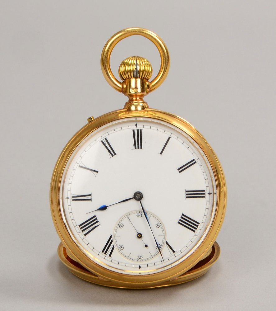 Herrentaschenuhr/Ankerchronom., Glashütte, 14 kt Gold/2 Deckel Gold, Handaufzug