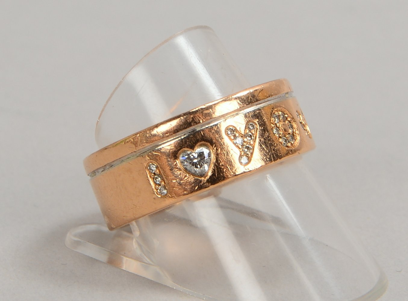 Bandring, 585 RG (gest.), Inschrift, 'I Love You', mit Diam., datiert/graviert; Gew. 12,90 g