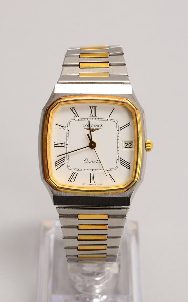 HAU Longines, Quarz, mit Stahl-Geh./Armband - Fkt. ungepr.; Maße 31 x 36 mm