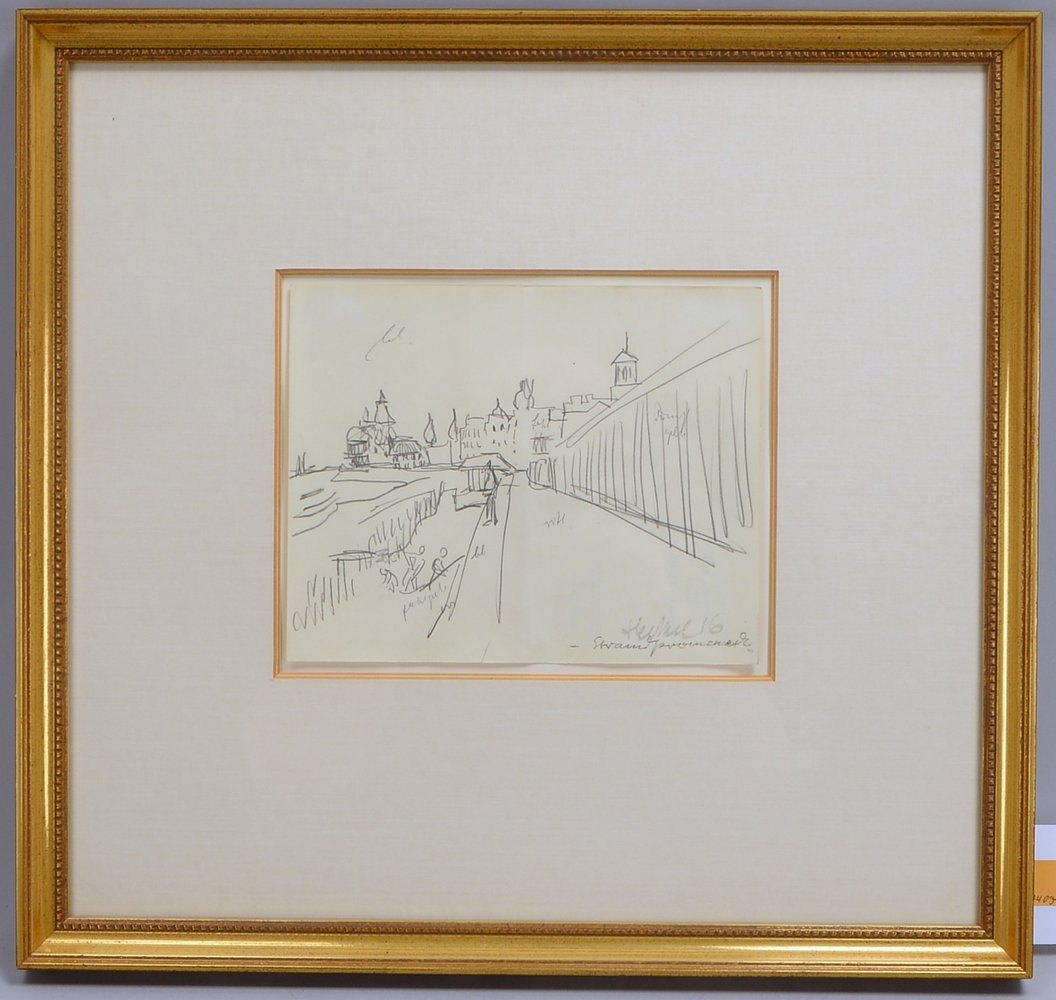 Heckel, Erich, 'Strandpromenade', Bleistiftzeichn., sign./dat., bet., unter PP hinter Glas