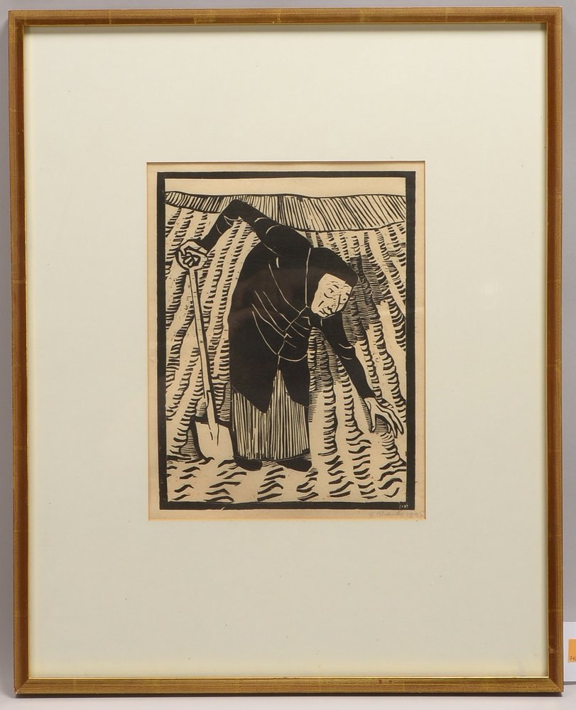 Marcks, Gerhard, 'Alte mit Spaten II', Holzschn., bleisign./dat. '1945', unter PP hinter Glas