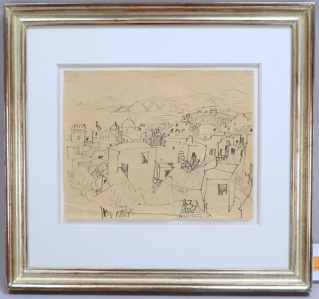 Bargheer, Eduard, 'Südländ. Dorf', Federzeichn./Tusche, sign./dat., hinter Glas