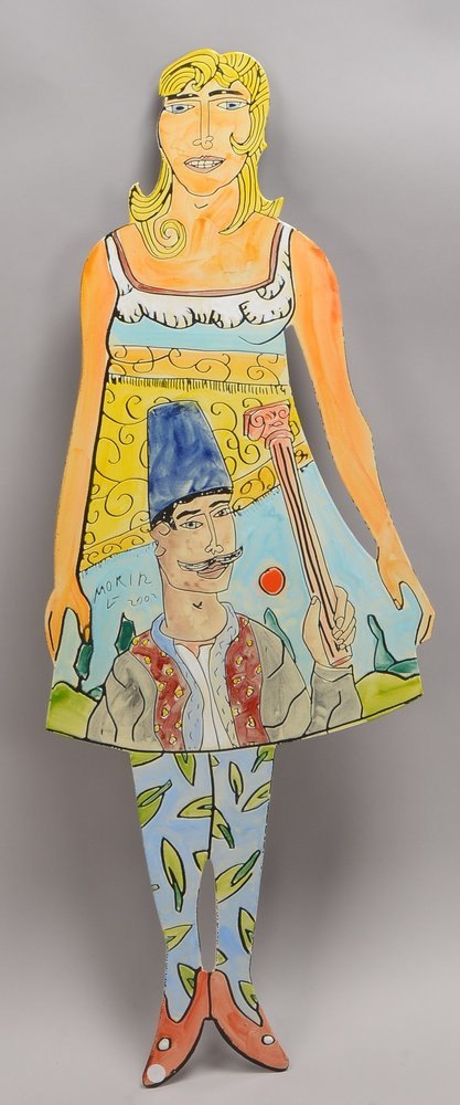 Götze, Moritz, ''Orientale', Emaille, sign./dat. '2002', mit Wandaufhängung; Höhe 100 cm