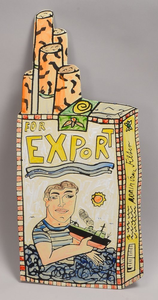 Götze, Moritz, 'For Export', Emaille, sign./dat. '2002', mit Wandaufhängung; Höhe 68 cm