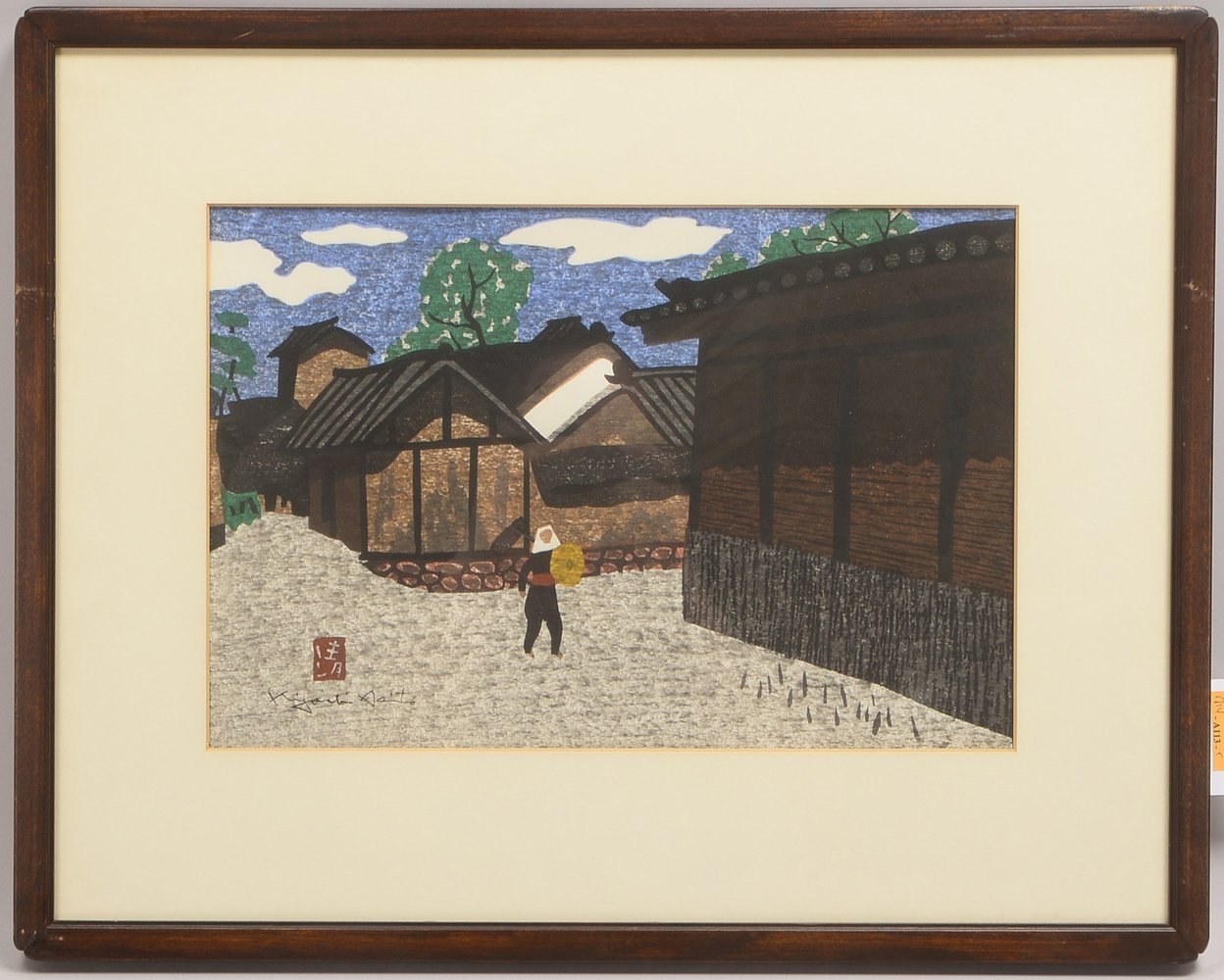 Kiyoshi, Saitio, 'Bäuerin in Aizu', Farbholzschnitt, sign./gest., unter PP hinter Glas
