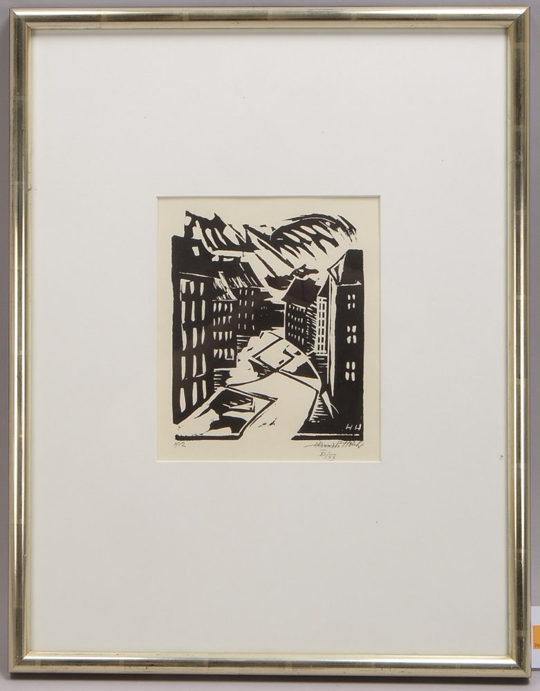 Höch, Hannah, 'Straße in Berlin', Linolschnitt, Aufl. '11/20', sign./dat., hinter Glas