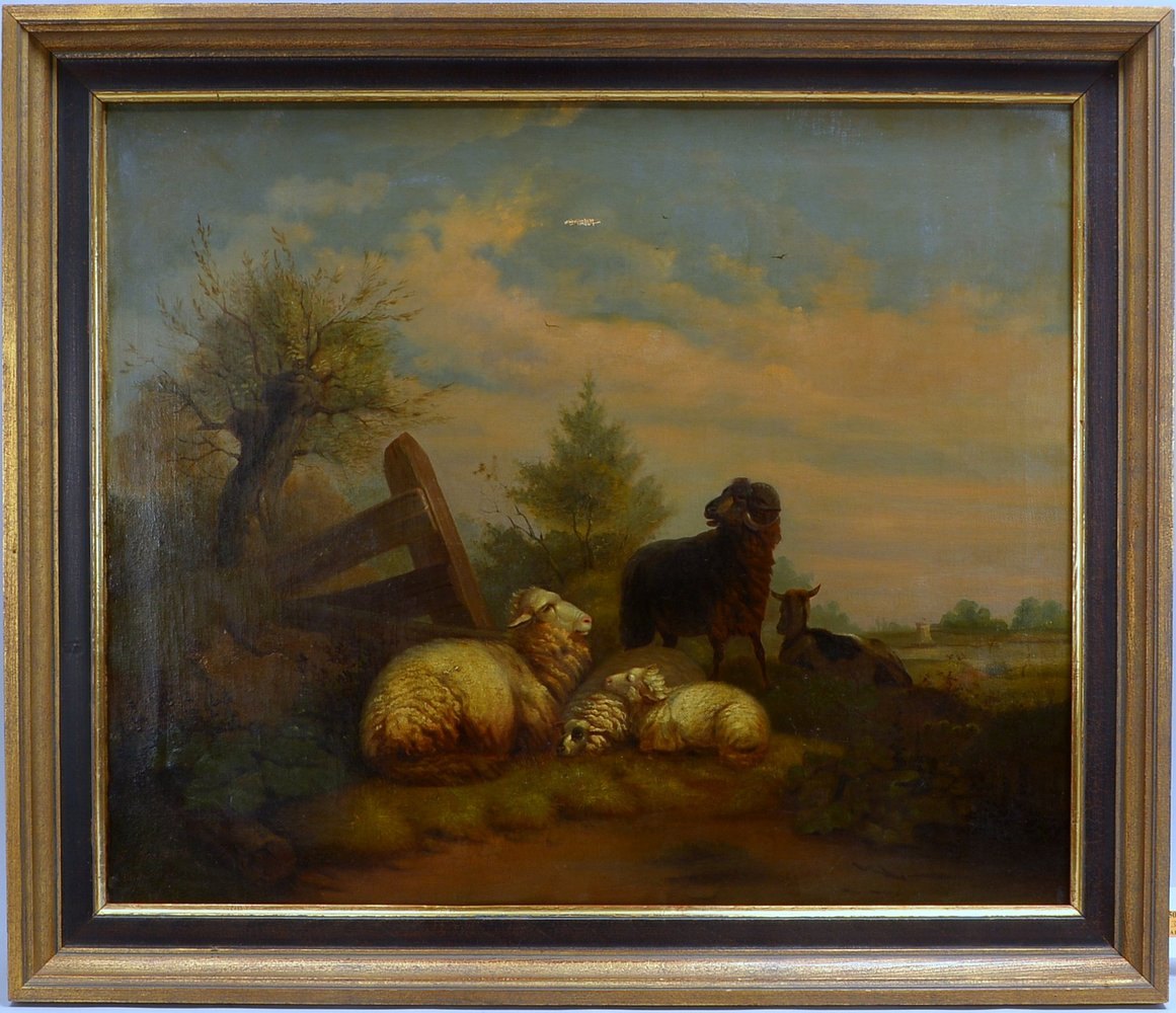 Bucksath, Joh. J., 'Ruhende Schafe', Öl/Lw, unten li. sign.; Rahmenmaße 74,5 x 87,5 cm