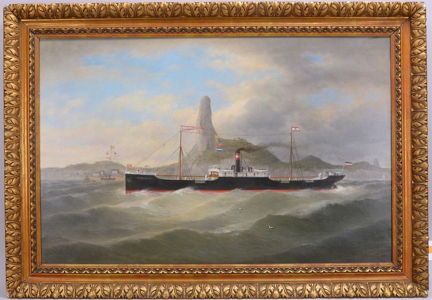 Govers, B.J., Kapitänsbild - Dampfsegler 'Sonnenburg', Öl/Lw, unten re. sign./dat. '1907'