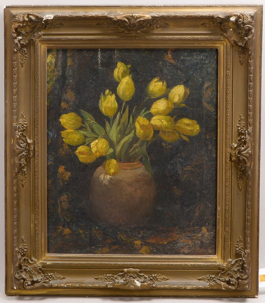 Grobe, Germann, 'Blumenstillleben', Öl/Lw, oben re. sign.; Rahemnmaße 83,5 x 73 cm