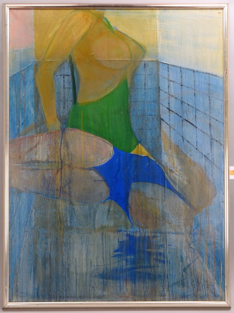 Donnan, Leiv Warren, 'Swimmingpool', Öl/Lw, sign./dat. '1966'; Rahmenmaße 130 x 96 cm