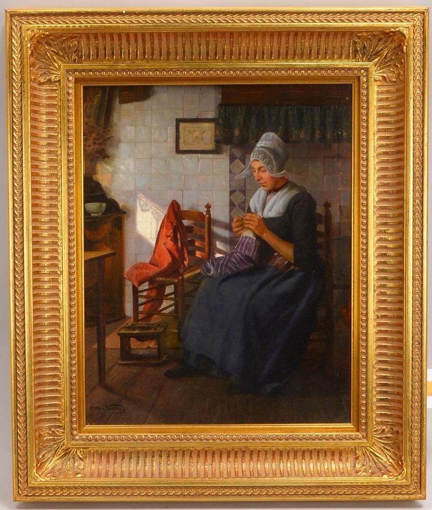 Kirberg, Otto, 'Volendamer Fischerstube...', Öl/Lw, unten li. sign.; Rahmenmaße 66 x 56 cm
