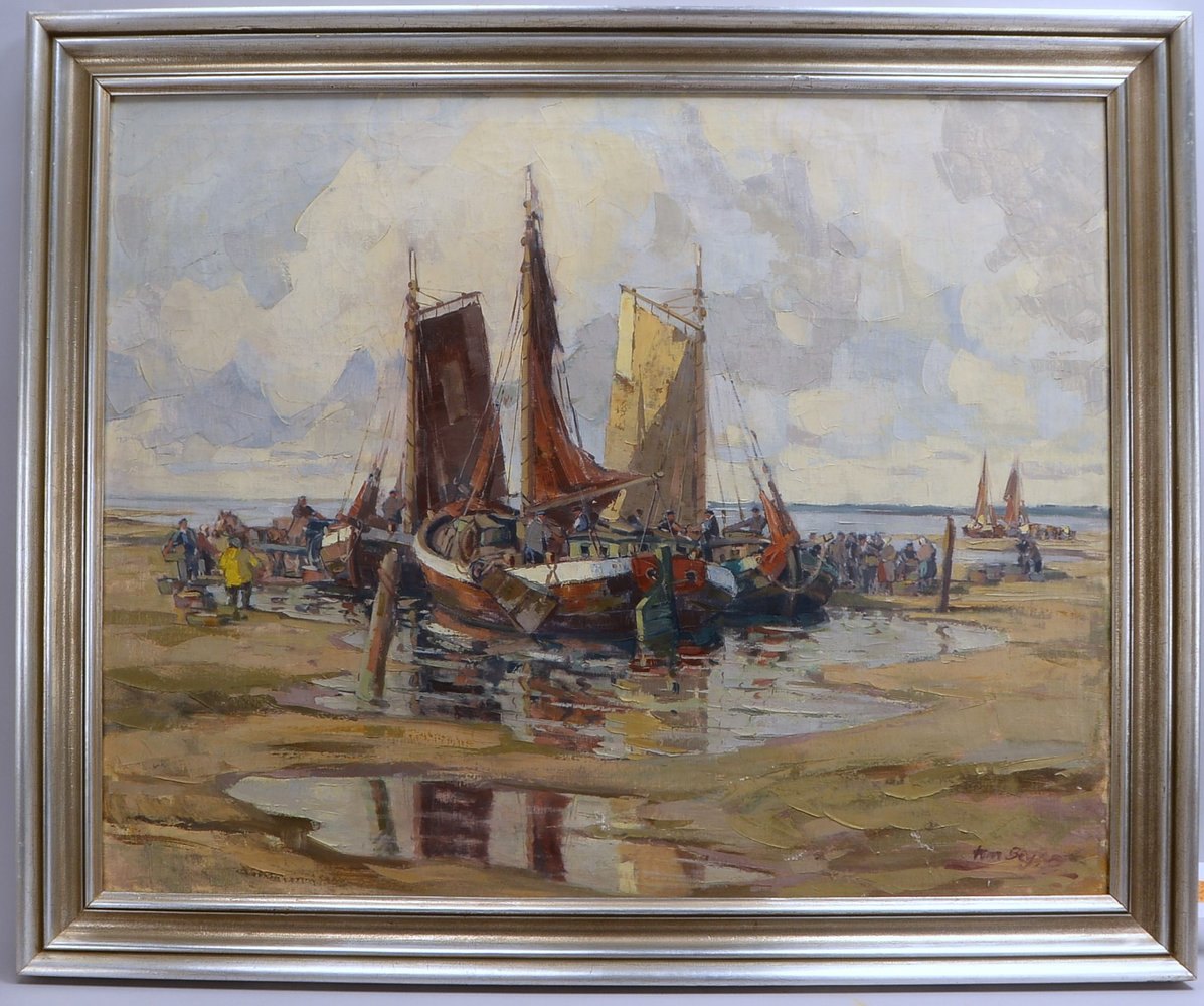 Beyer, Tom, 'Rügen - Fischer im Wattenmeer', Öl/Lw, unten re. sign.