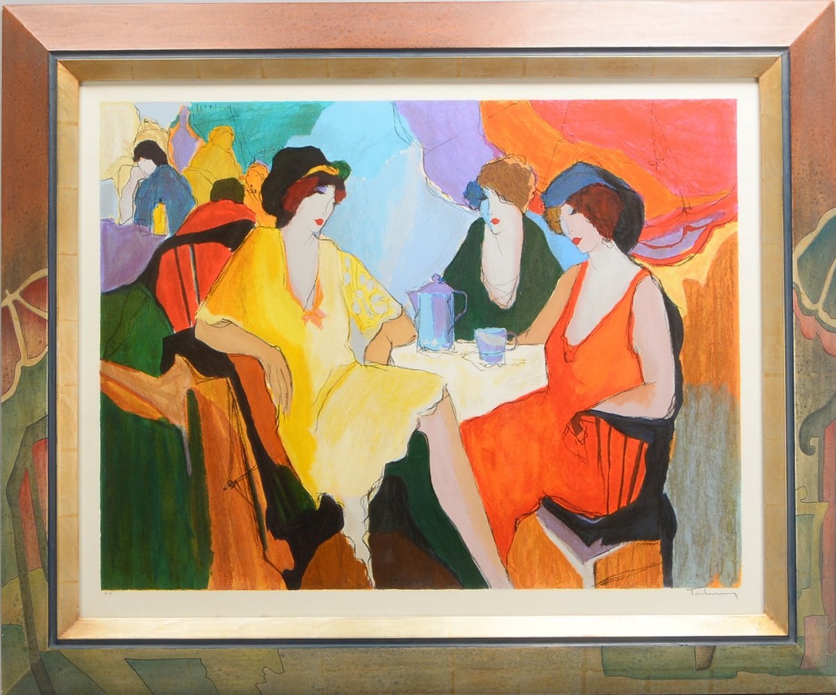 Tarkay, Isaac, 'Tea Party', Farbserigrafie, sign., hinter Glas; Rahmenmaße 86 x 116 cm