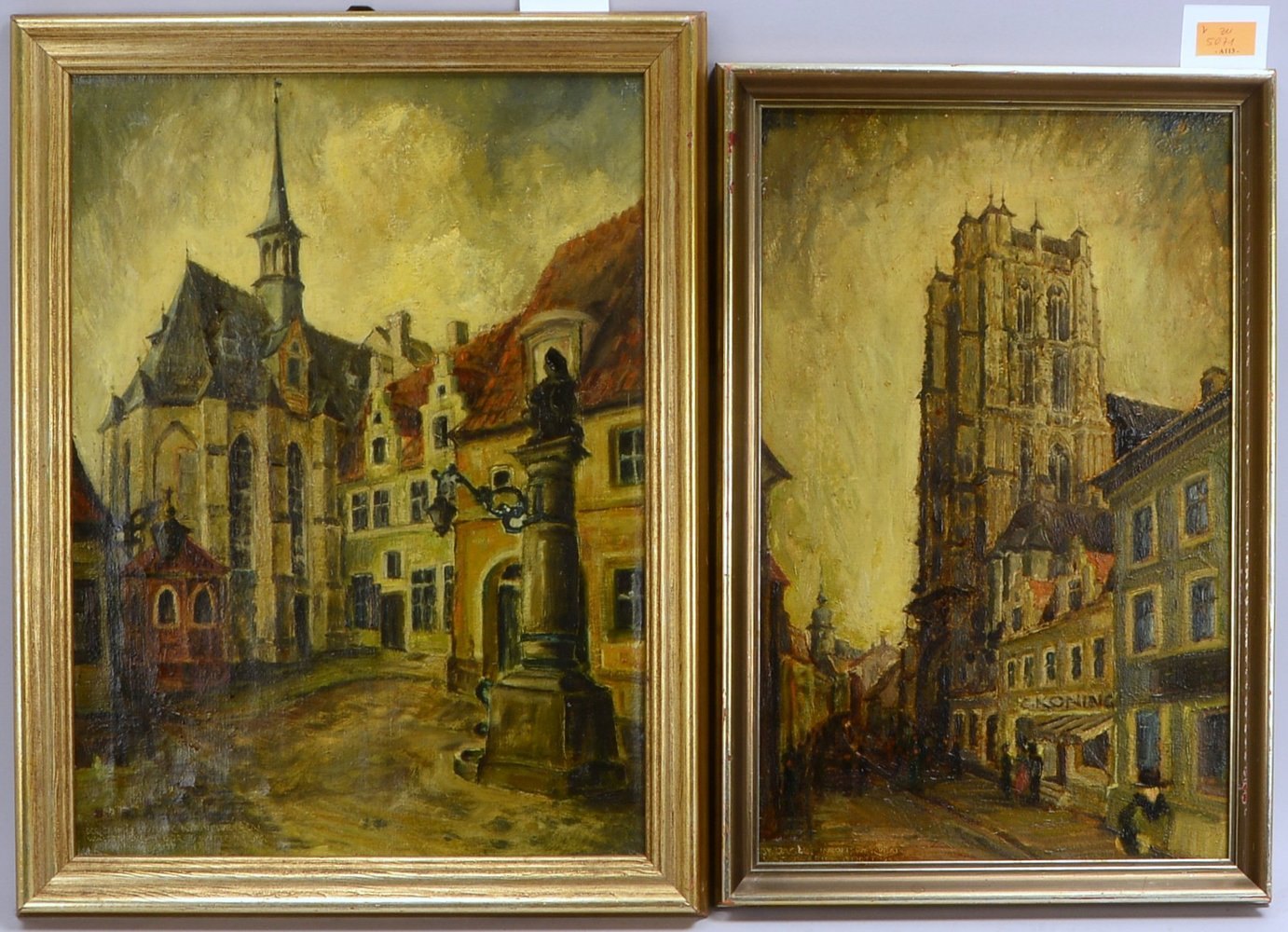 Borst, W.E., 2 Gemälde: 'St. Jacobs...', und 'St. Nicolaus-Kirche Antwerpen', Öl/Hf, sign./dat.