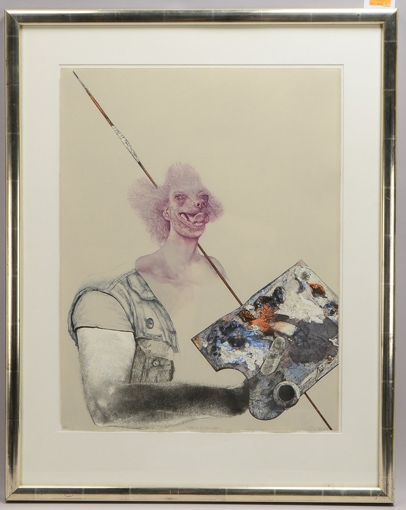 Schwarz, Reiner, 'Selbst als Don Quichotte', Farblithogr., sign./bet., dat. (19)'87'