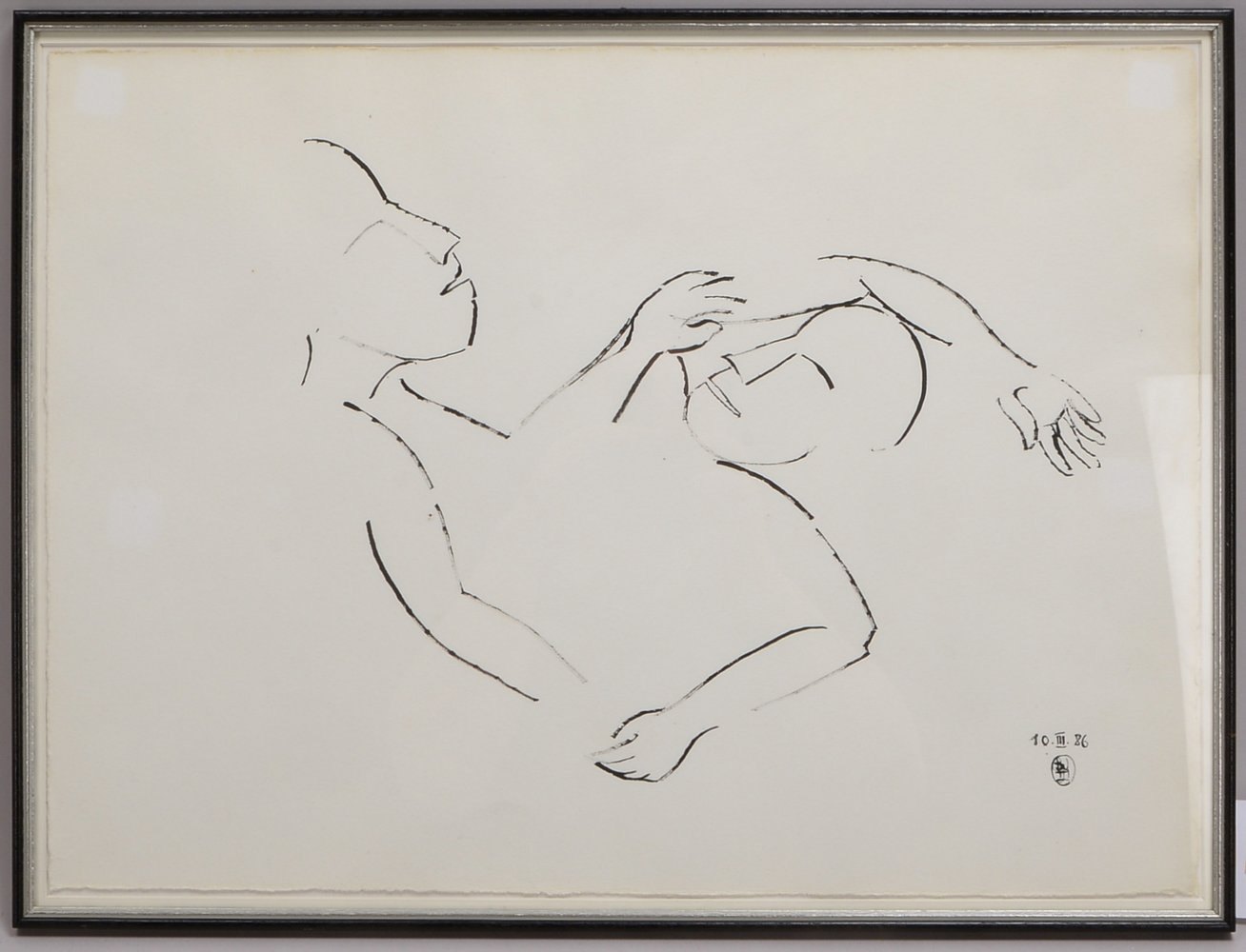 Blumenberg, Jossi Ben Jehoschua, 'Liegendes Paar', Tuschezeichn., sign./dat. (19)'86'