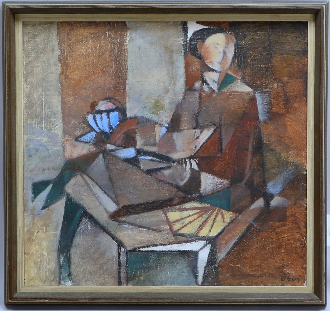 Öberg, Arne, 'Frau am Tisch', Öl/Lw, unten re. sign.; Rahmenmaße 54 x 57 cm