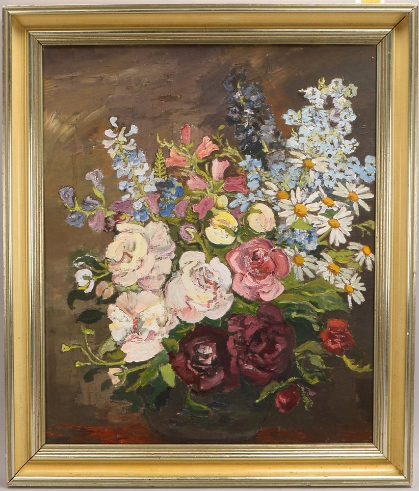 Knoke, Albert, 'Blumenstillleben', Öl/Platte, verso sign. und bezeichnet/dat. '1953'