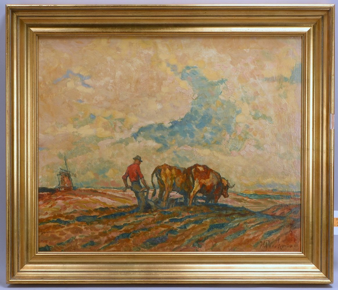 Prediger, Hermann, 'Auf der Scholle', Öl auf Holz/ger., unten re. sign., verso bet./biogr. Daten
