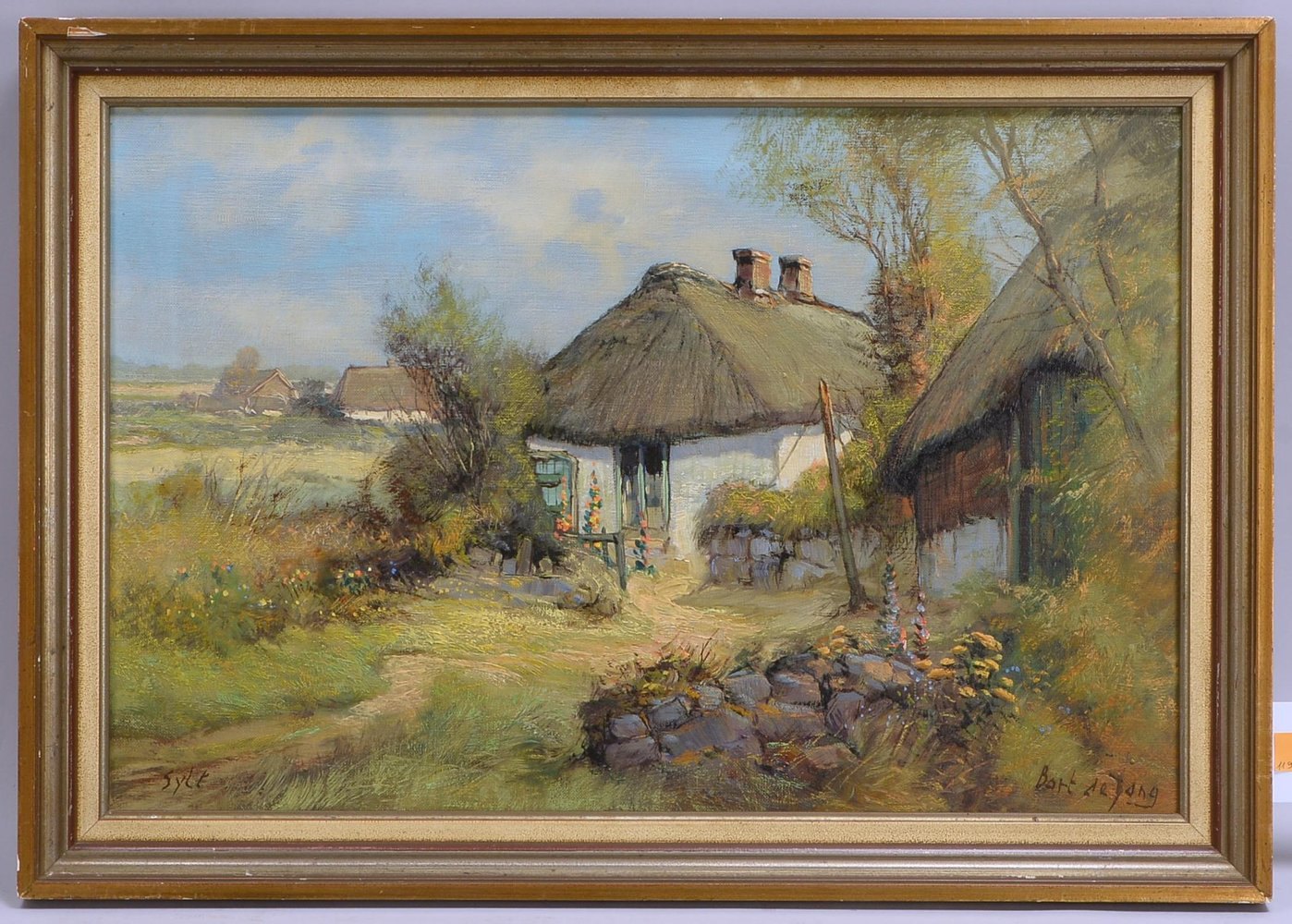 de Jong, Bart, 'Alte Friesenhäuser auf Sylt', Öl/Lw, unten rechts signiert, links ortsbezeichnet; Bi