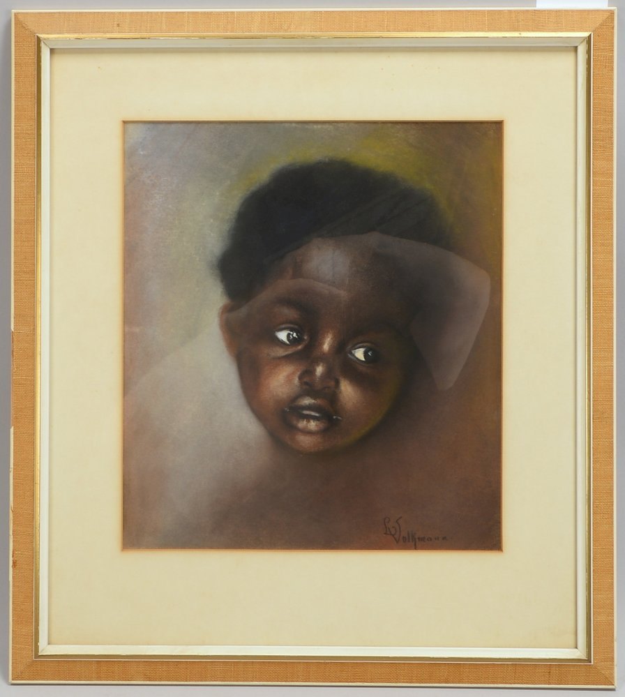 Volkmann, L., 'Afrikanisches Kind', Kreidepastell, unten re. sign., unter PP hinter Glas