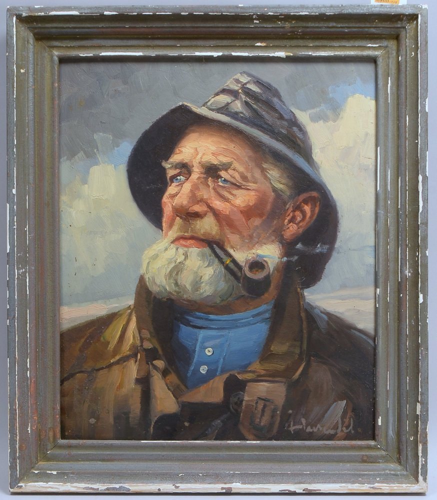 Herendel, Harry, 'Pfeife rauchender Fischer', Öl/Hf, unten re. sign.; Maße 60 x 50 cm