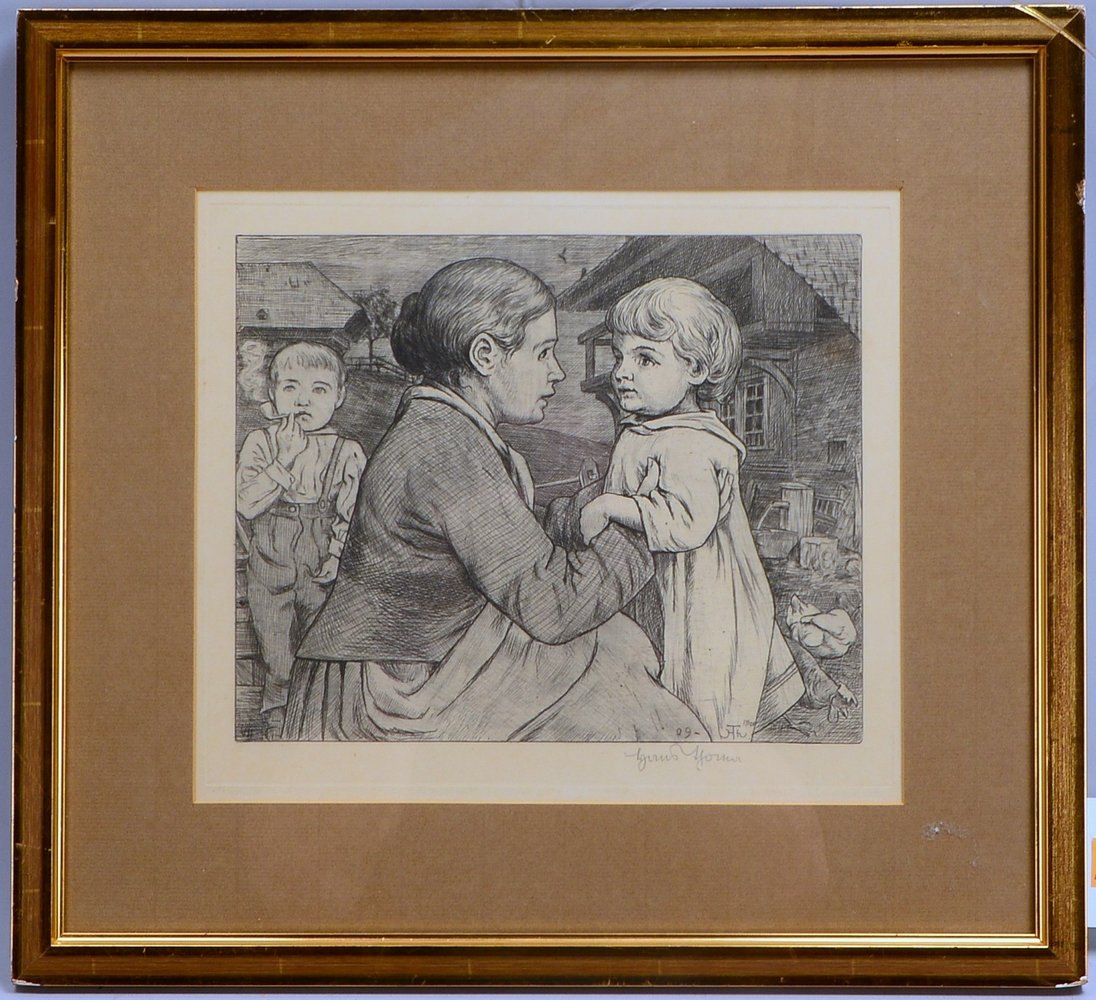 Thoma, Hans, 'Aus der Jugendzeit', Rad., sign./monogr., hinter Glas; Rahmenmaße 42 x 46 cm