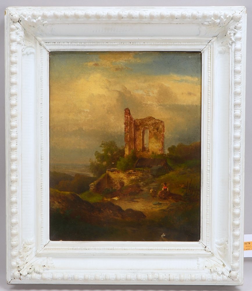 Carmiencke, Joh. H. (zugeschr.), 'Kapellenruine - West Böhmen, Öl/Lw, verso alter Aufkl./bez.