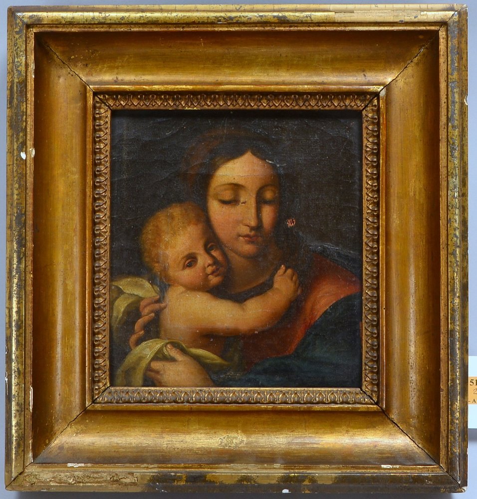 Altmeisterkopie (um 1800), 'Sixtin. Madonna...', Öl/Lw; Rahmenmaße 35 x 33 cm