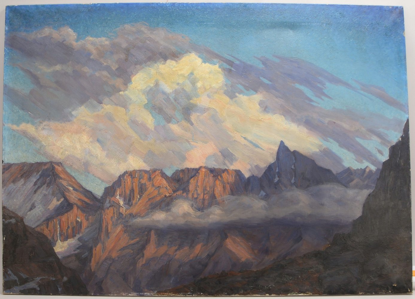Treichler, Meta, 'Bergmassiv', Öl/Lw, unsign./ungerahmt; Bildmaße 100 x 140,5 cm