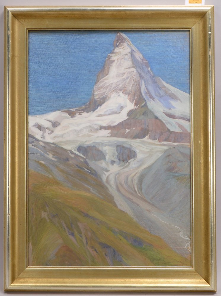 Treichler, Meta, 'Bergkuppe mit Restschnee', Pastell, unsign.; Rahmenmaße 81 x 59,5 cm