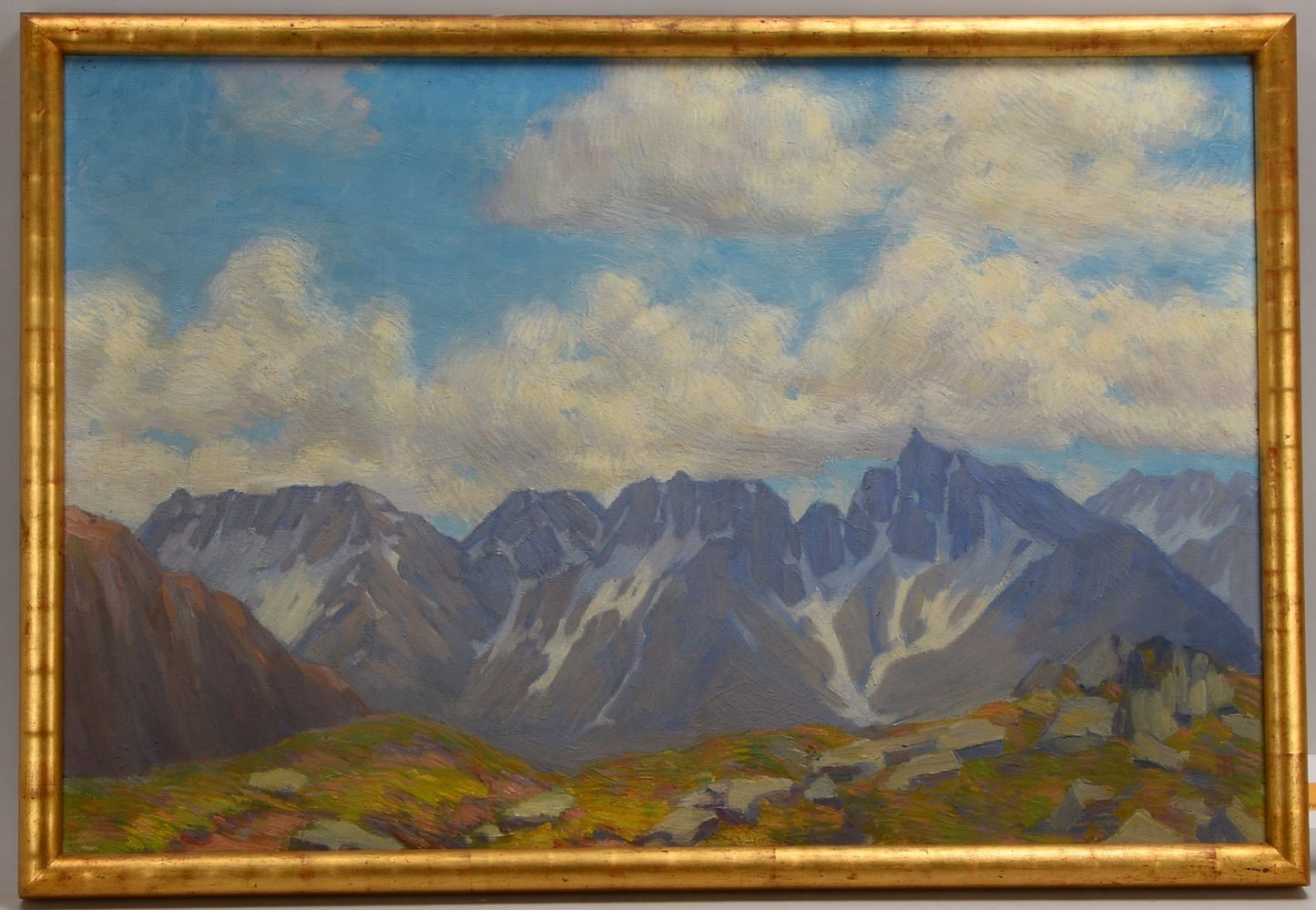 Treichler, Meta, 'Gebirgslandschaft', Öl/Lw, re./verso monogr.; Rahmenmaße 65,5 x 95,5 cm
