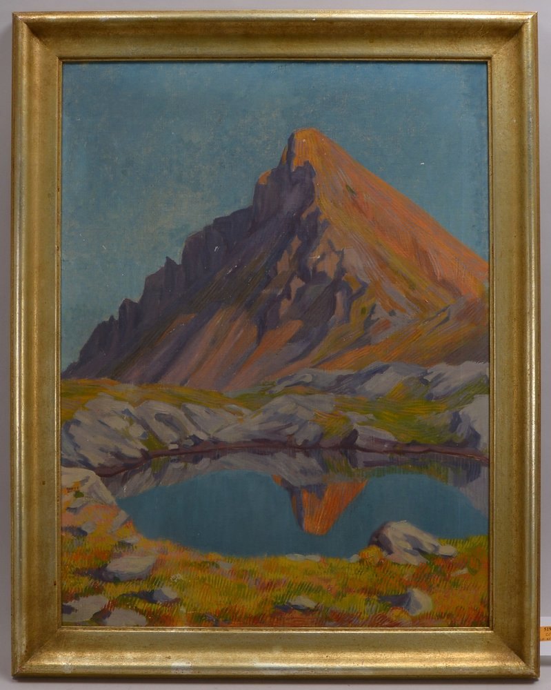 Treichler, Meta, 'Gebirgssee', Öl/Lw, unsign.; Rahmenmaße 92,5 x 73 cm