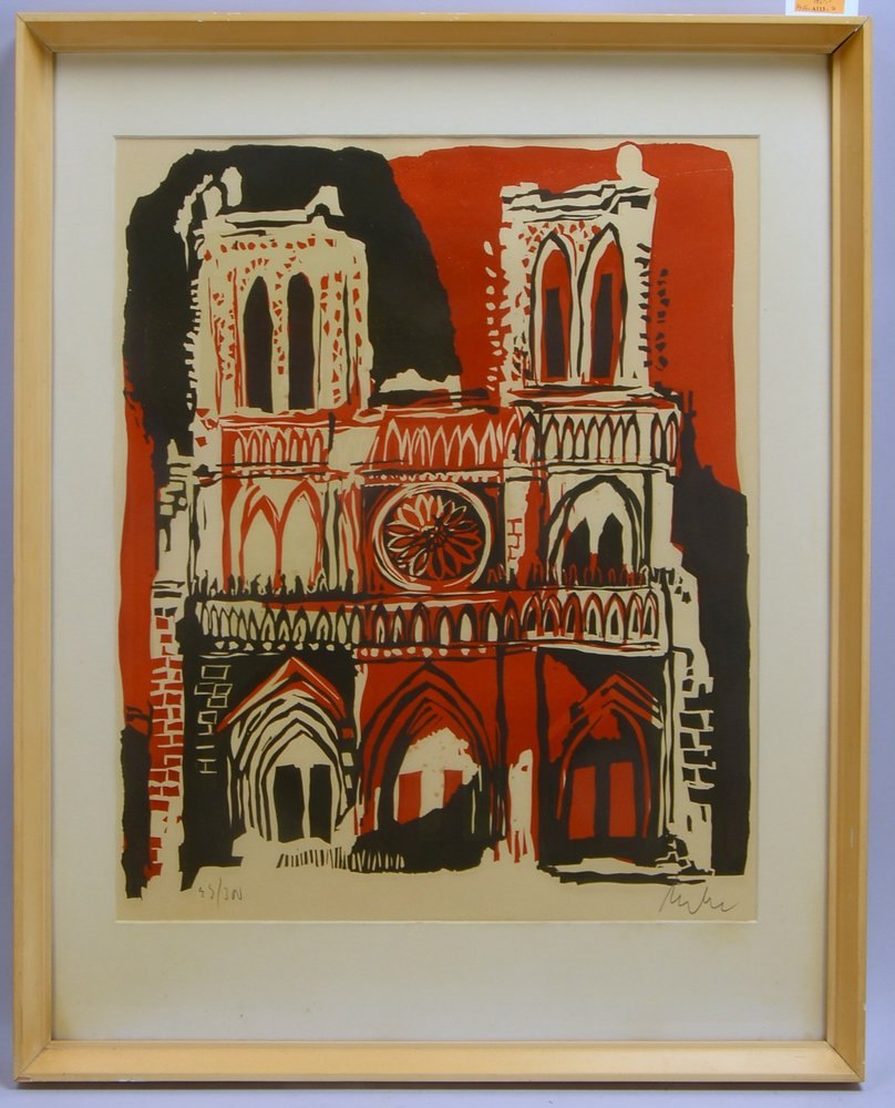 Ihrke, Carl, 'Notre Dame', Farbholzschnitt, sign./numm., unter PP hinter Glas