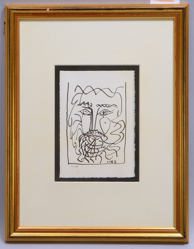 Picasso, Pablo, 'Der Raum und die Flöte', Lithogr., '712/888', unsign., dat., unter PP hinter Glas