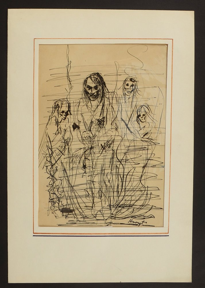 Slevogt, Max, Illustr.-Entwurf, Tuschezeichn., sign., unter PP; Maße/Ausschn. 22 x 17 cm