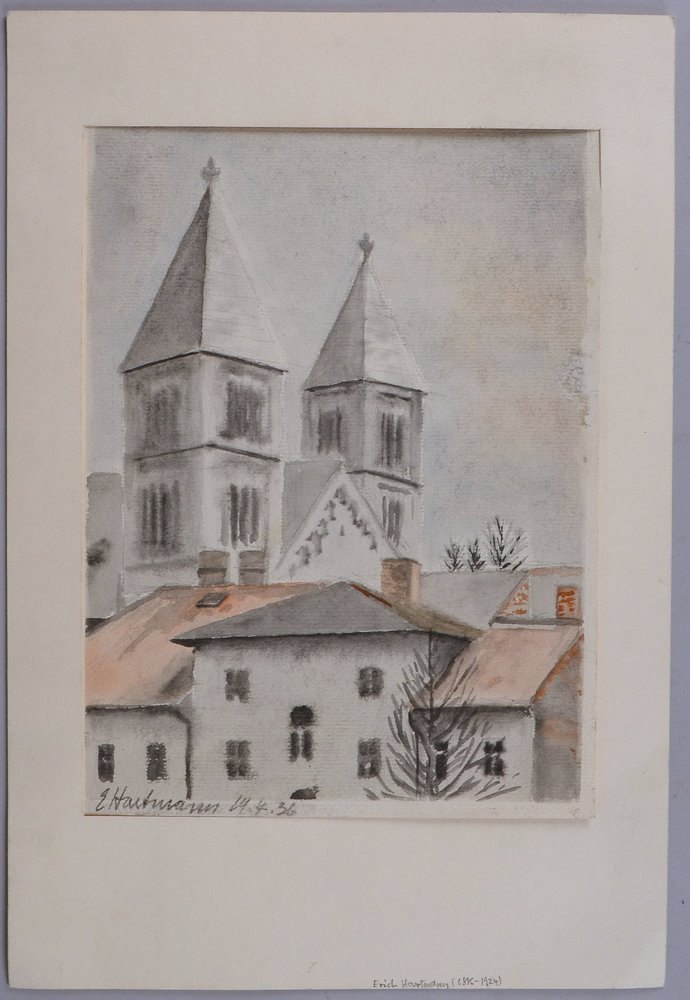 Hartmann, Erich, 'Stadtansicht...', Aquarell, sign./dat., unter PP, Maße/Ausschn. 30 x 21 cm