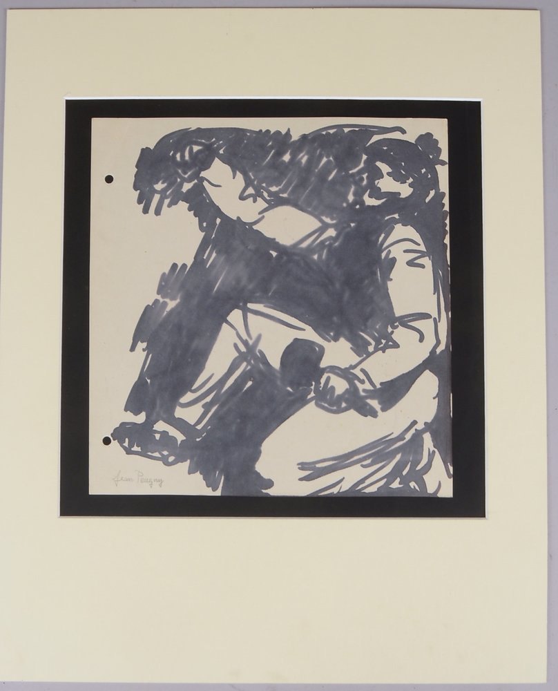 Pougny, Jean, 'Tot mit Hammer', Pinselzeichn., sign., unter PP, Maße/Ausschn. 29 x 26 cm